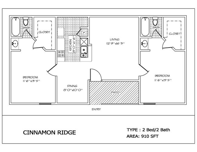 Two Bed / Two Bath 2410 floor plan